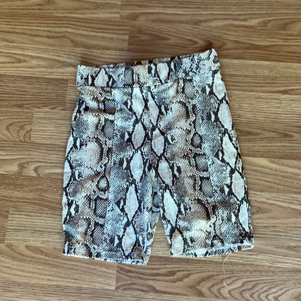 Snake print biker shorts